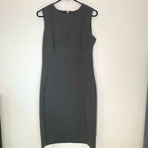 Gray Classic Midi Work Dress